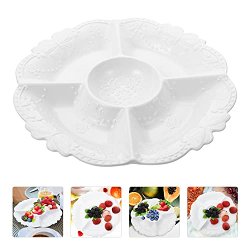 Cabilock Veggie Tray Ceramic Divided Serving Divided Serving Tray Serving platters Salad Plate Dishes Porcelain Fruit Appetizer Plates Ceramic