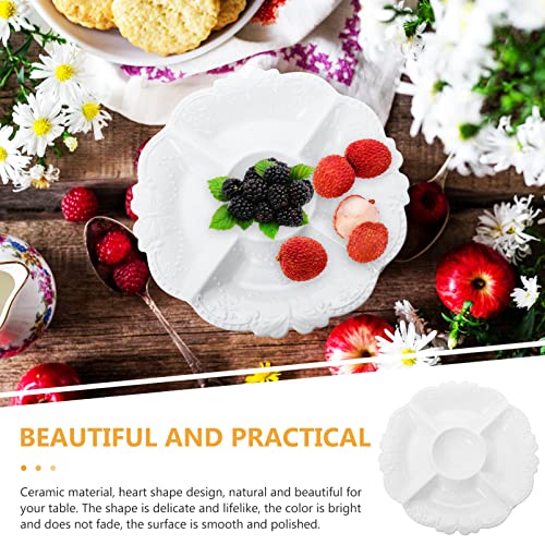 Cabilock Veggie Tray Ceramic Divided Serving Divided Serving Tray Serving platters Salad Plate Dishes Porcelain Fruit Appetizer Plates Ceramic