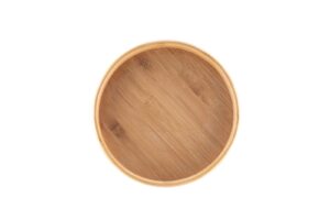 round bamboo serving tray without handles wooden breakfast tray, large decorative food tray for ottoman, coffee table, breakfast, drinks 12 inches
