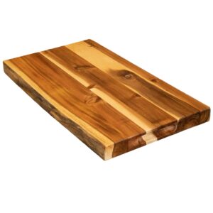 villa acacia raw wood slab serving platter, extra long 22 inches for bread board or cheese tray, single, 22 inch