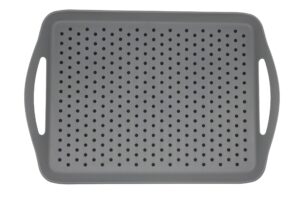 chopmaster rectangular anti slip serving tray with handle (large, grey)