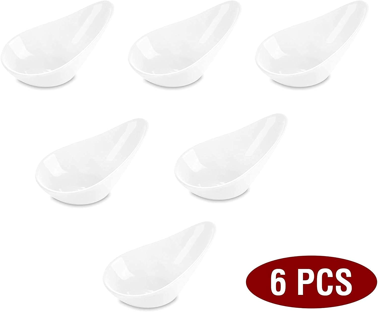 MALACASA Porcelain Sauce Dip Bowls, Ceramic Serving Dish Condiment Set, Small Snack Bowls for Seasonings/Appetizers/Relish, Set of 6, Series Ramekin