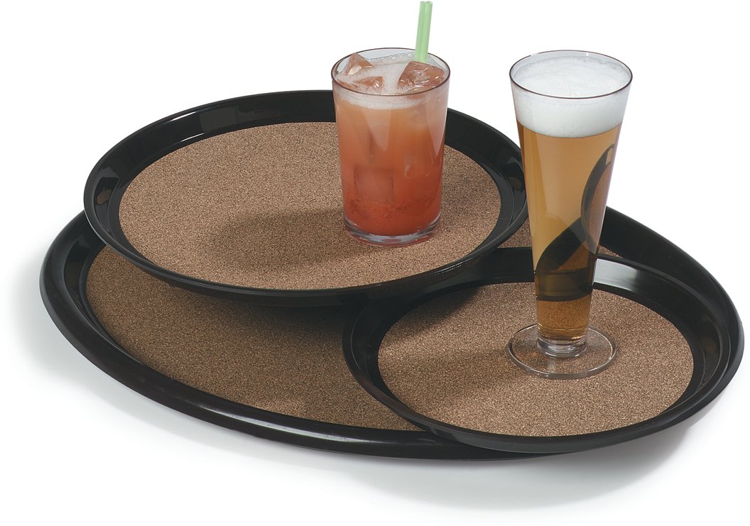 Carlisle FoodService Products Cork Tray Round Tray for Restaurants, Cork, 14 Inches, Brown, (Pack of 12)