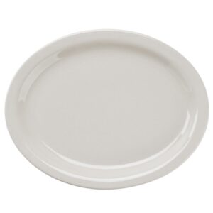narrow rim american white (ivory/eggshell) china oval platter - 11 1/2" x 9 1/8" 12 / case