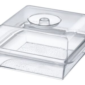 Clear Premium Acrylic Square Serving Tray with Lid (7.5" x 7.5" x 3.88", Pack of 6) - Perfect for Parties, Events, & Dining