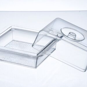 Clear Premium Acrylic Square Serving Tray with Lid (7.5" x 7.5" x 3.88", Pack of 6) - Perfect for Parties, Events, & Dining