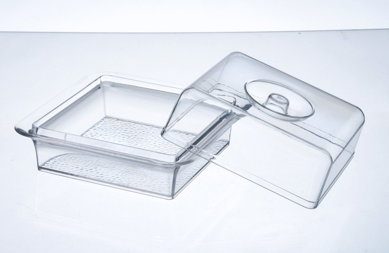 Clear Premium Acrylic Square Serving Tray with Lid (7.5" x 7.5" x 3.88", Pack of 6) - Perfect for Parties, Events, & Dining