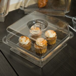 Clear Premium Acrylic Square Serving Tray with Lid (7.5" x 7.5" x 3.88", Pack of 6) - Perfect for Parties, Events, & Dining