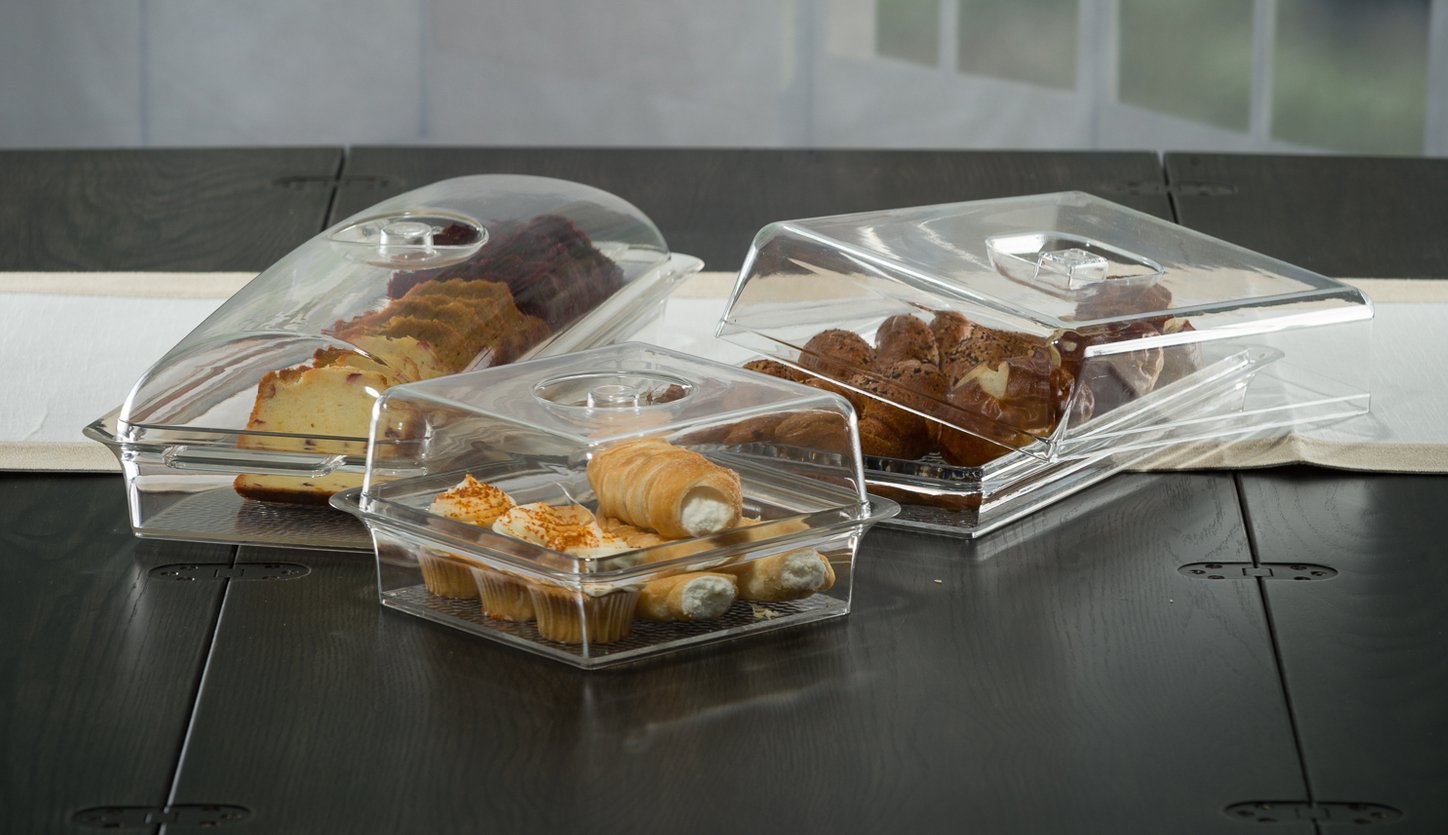 Clear Premium Acrylic Square Serving Tray with Lid (7.5" x 7.5" x 3.88", Pack of 6) - Perfect for Parties, Events, & Dining