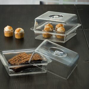 Clear Premium Acrylic Square Serving Tray with Lid (7.5" x 7.5" x 3.88", Pack of 6) - Perfect for Parties, Events, & Dining