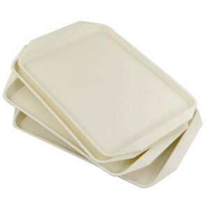utiao plastic fast food serving trays for eating, 4 packs, off-white