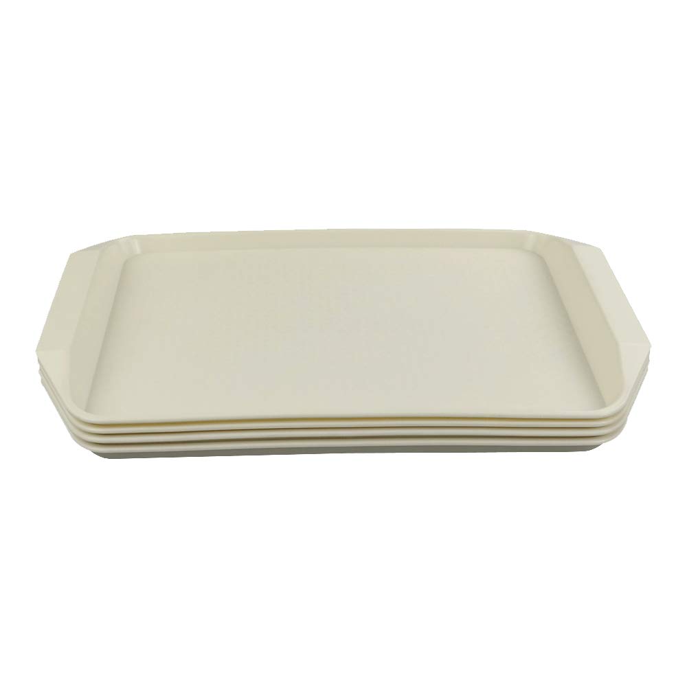 Utiao Plastic Fast Food Serving Trays for Eating, 4 Packs, Off-White