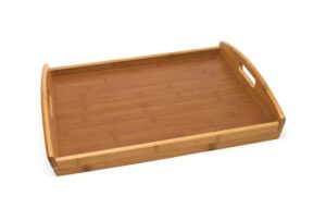 lipper international bamboo wood serving tray with veneer bottom, 18.75" x 13.75" x 3"