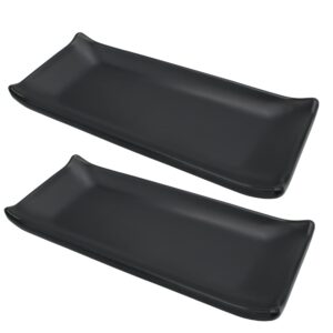 needzo rectangular matte black plates, melamine serving dishes for appetizers or desserts, 8.75 inches x 3.75 inches, 2 pack