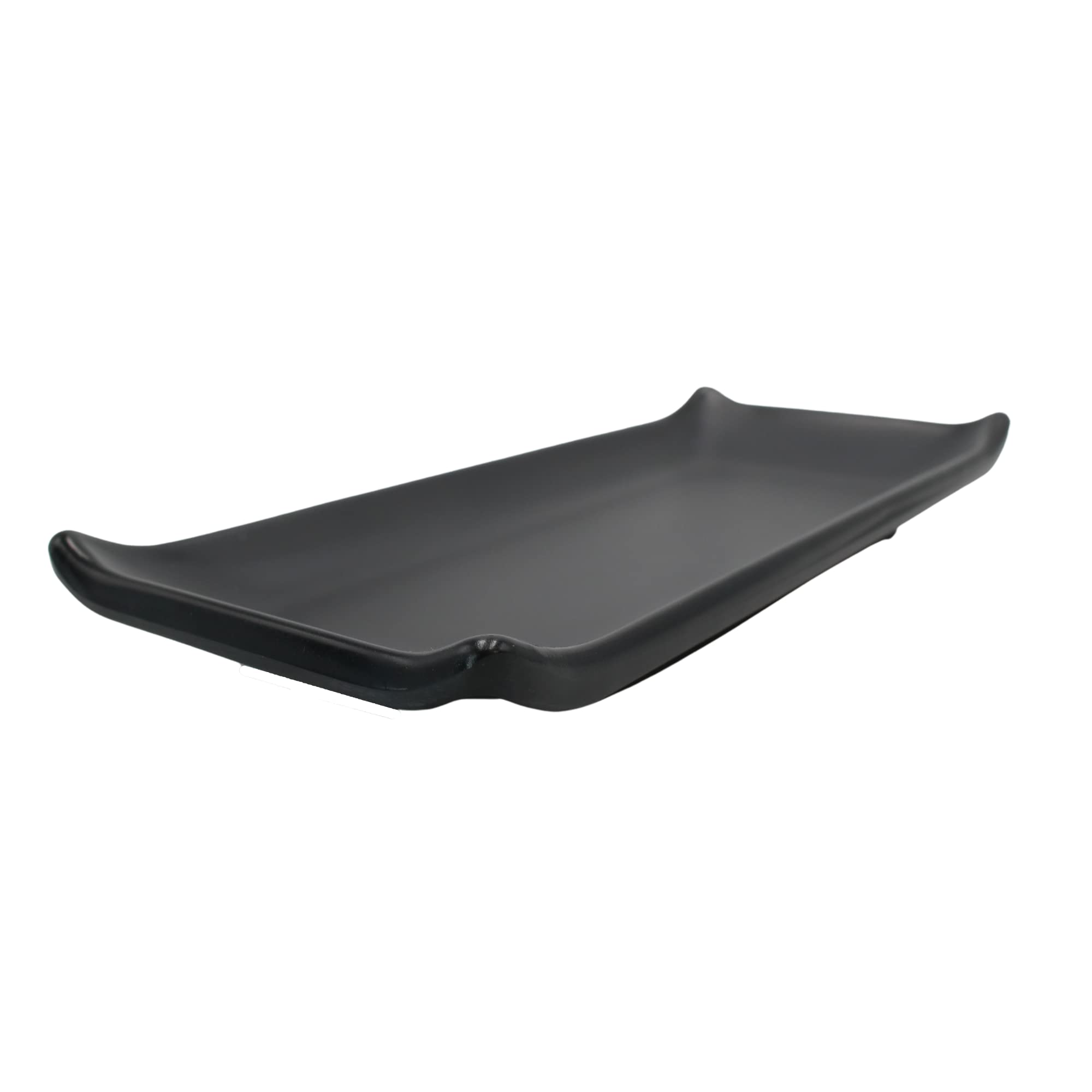 Needzo Rectangular Matte Black Plates, Melamine Serving Dishes for Appetizers or Desserts, 8.75 Inches x 3.75 Inches, 2 Pack