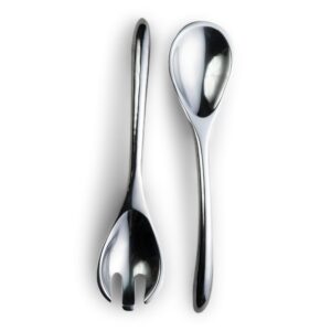 smooth aluminum serving utensils with elegant contemporary handles- great for serving salads, vegetables- perfect for holiday dinner parties and entertaining or every day use