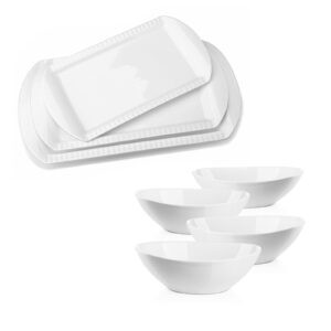 lifver 16"/14"/12" large serving platters set of 3 + 9" large serving bowls set of 4