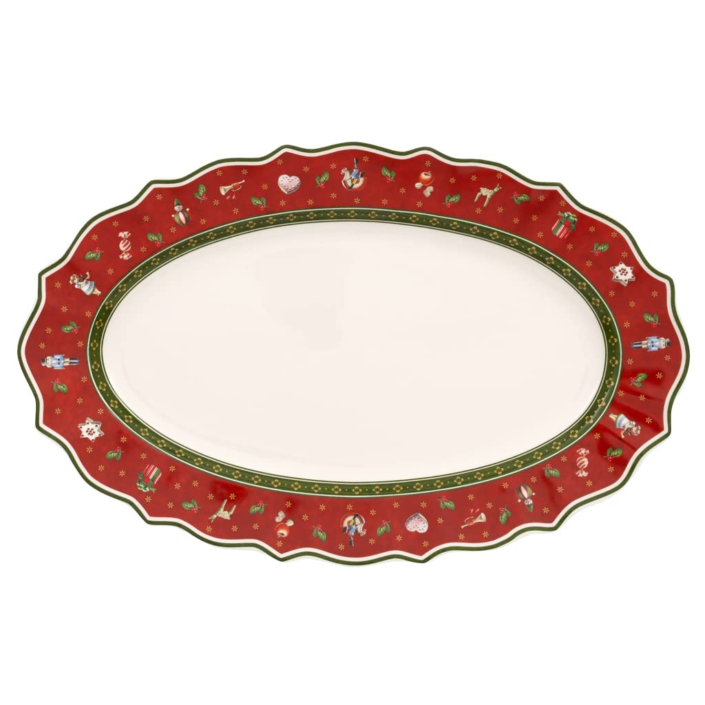 Villeroy & Boch Serving Dish, Porcelain, Multi-Colour, 38 x 23.5 x 0.1 cm, Red, Oval