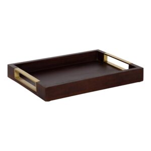 kate and laurel heller modern rectangular tray, 12 x 16, espresso, decorative wood tray for storage and display