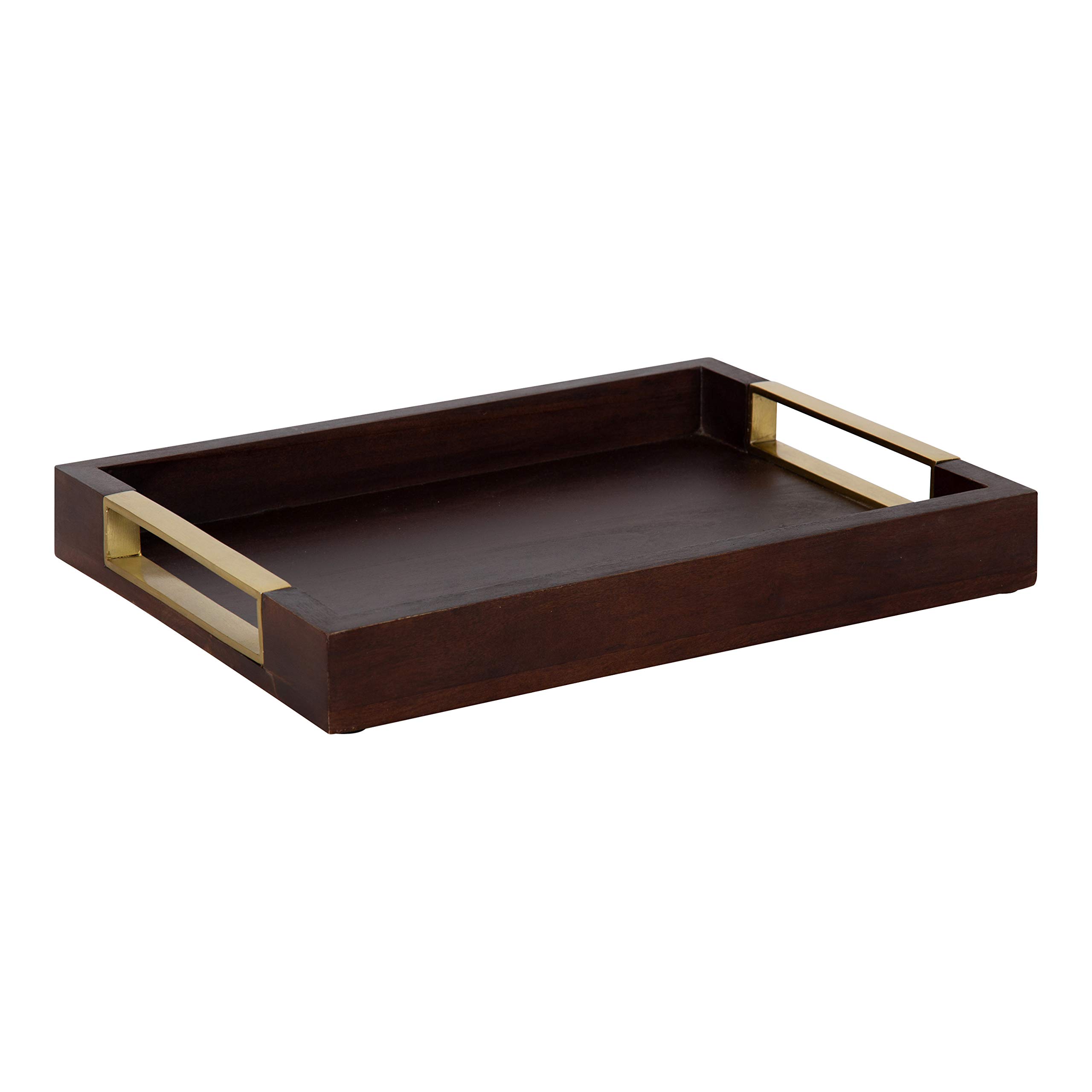 Kate and Laurel Heller Modern Rectangular Tray, 12 x 16, Espresso, Decorative Wood Tray for Storage and Display