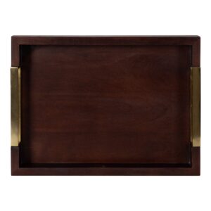 Kate and Laurel Heller Modern Rectangular Tray, 12 x 16, Espresso, Decorative Wood Tray for Storage and Display