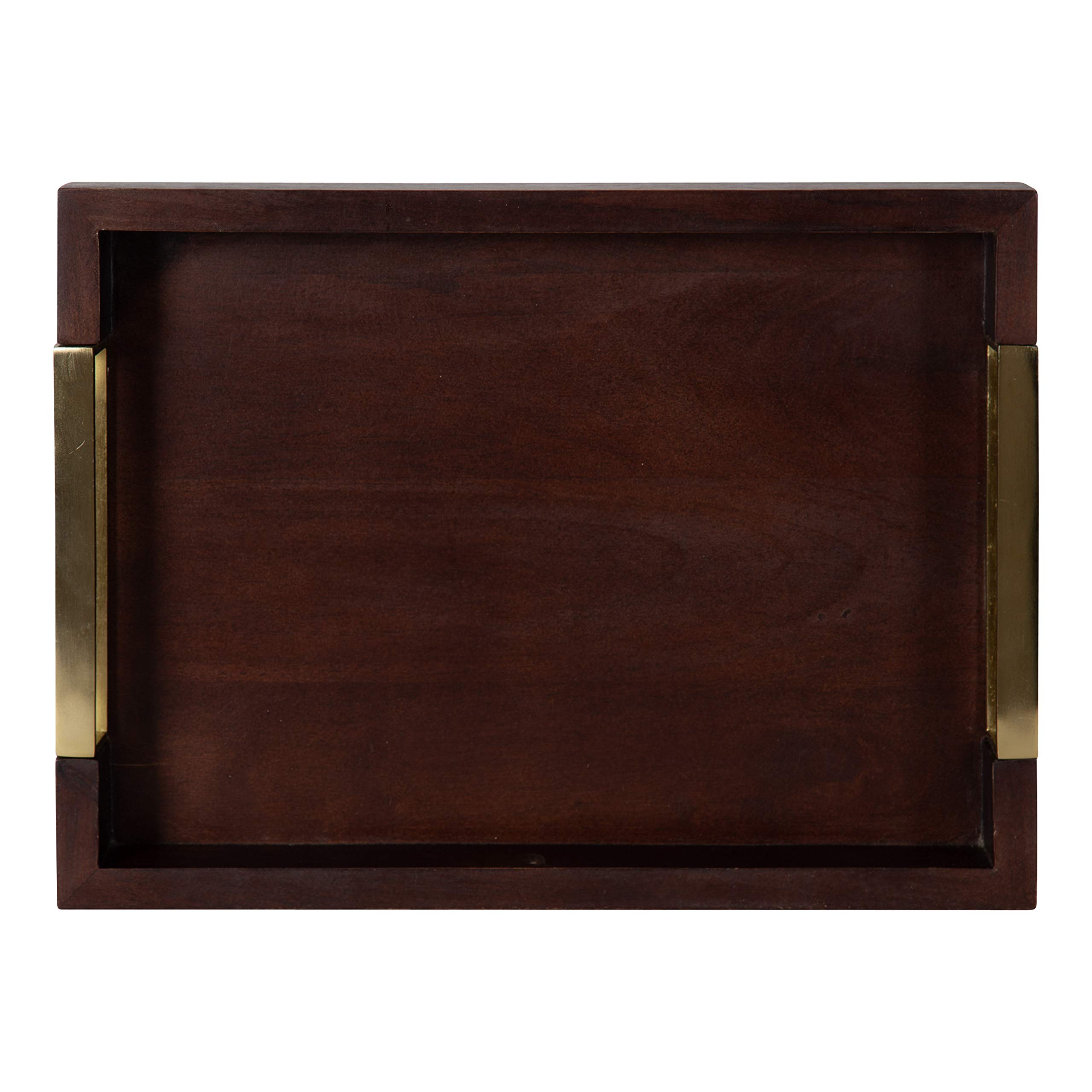 Kate and Laurel Heller Modern Rectangular Tray, 12 x 16, Espresso, Decorative Wood Tray for Storage and Display
