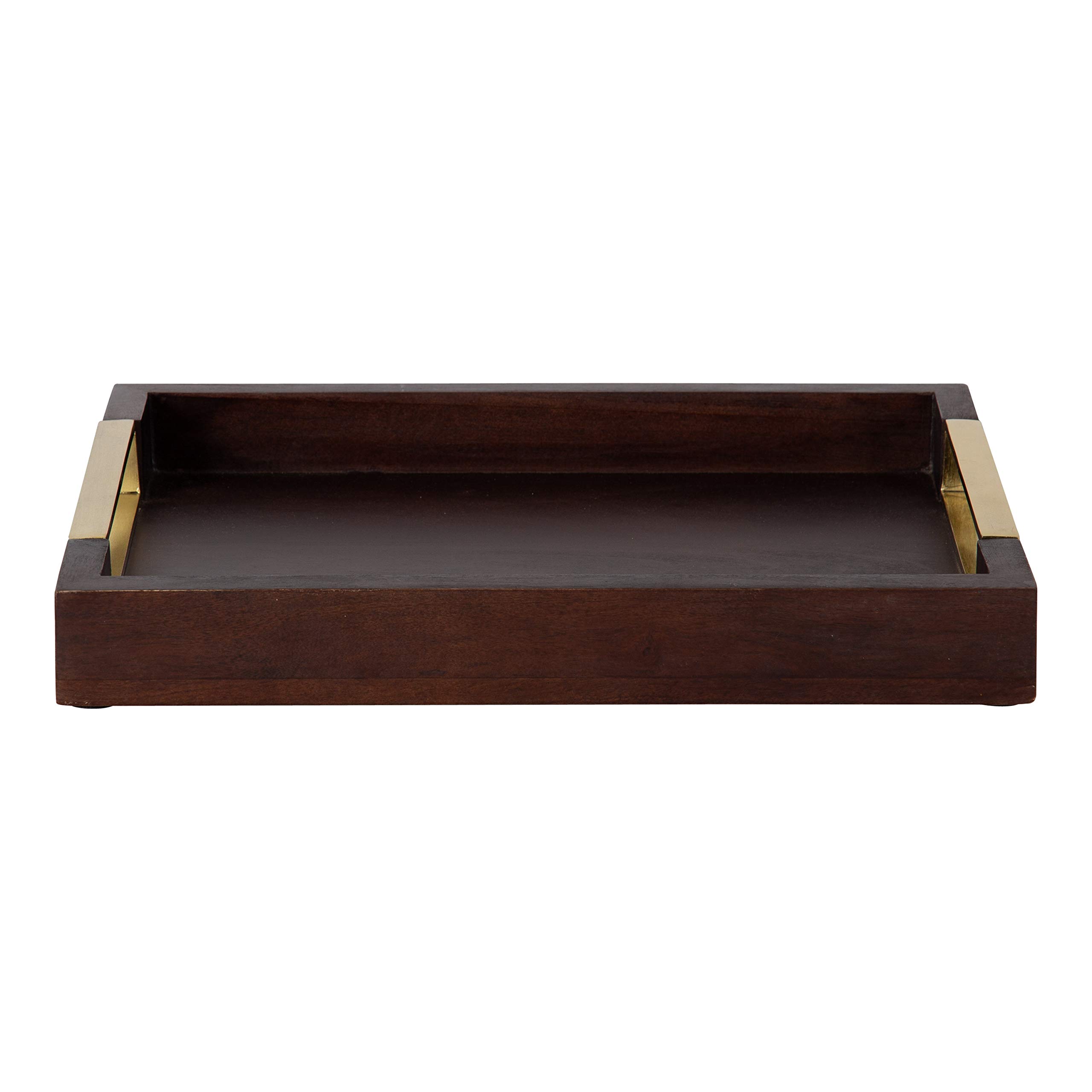 Kate and Laurel Heller Modern Rectangular Tray, 12 x 16, Espresso, Decorative Wood Tray for Storage and Display