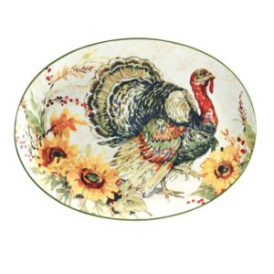 certified international harvest morning oval turkey platter, 16.25'' x 12'', multicolor