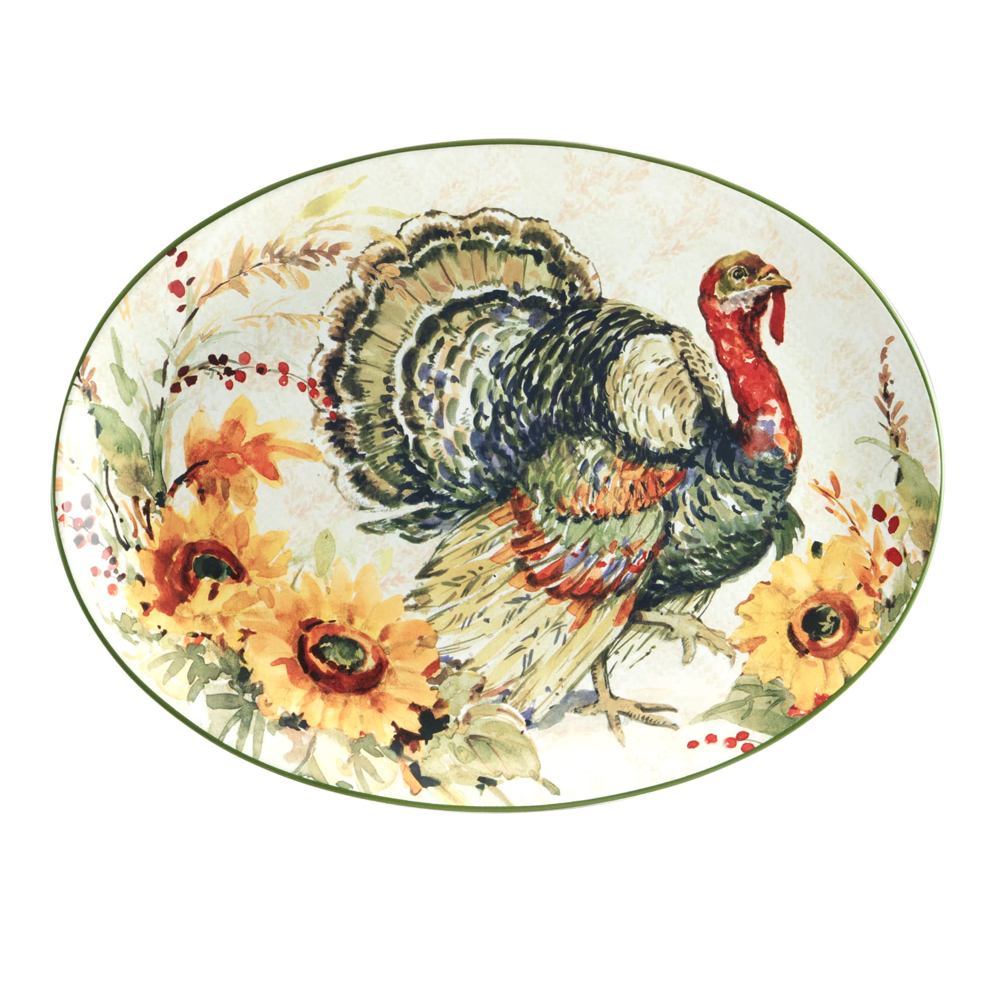 Certified International Harvest Morning Oval Turkey Platter, 16.25'' x 12'', Multicolor