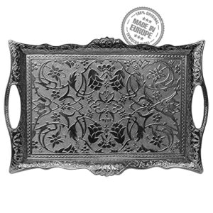 fancy coffee tea beverage serving tray rectangular (antique silver)