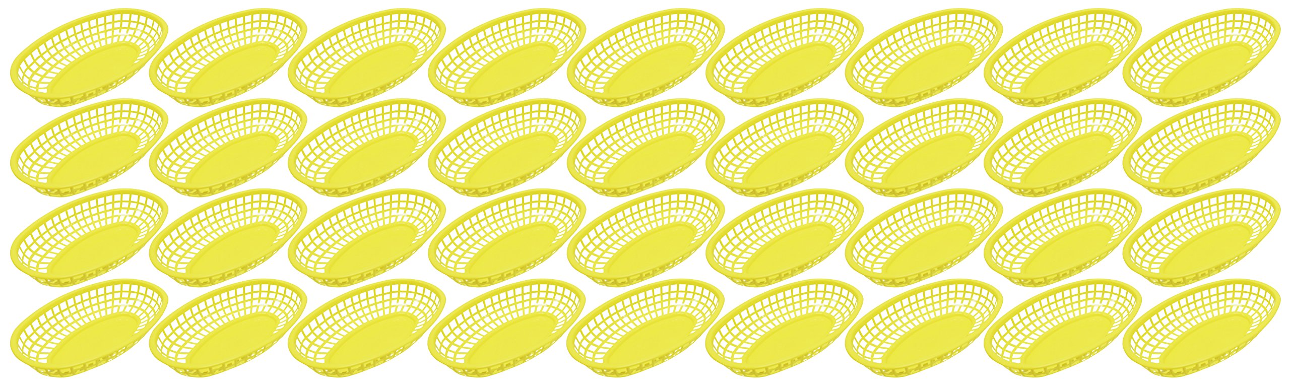 Set of 36 Yellow Black Duck Brand Oval Fast Food/Deli Baskets, 9.25 by 6 -Inch (36, Yellow)