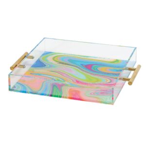 Enesco Izzy and Oliver EttaVee in The Groove Marbled Decorative Coffee Table Serving Tray, 2 Inches, Multicolor