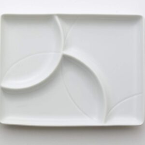 Aito Medium Plate, White, Approx. Depth 5.6 x Width 7.2 x Height 0.8 inches (14.2 x 18.3 x 2.0 cm), Deep Mountain Modern Divider Plate (Cloisonne)