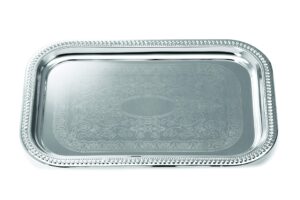 tablecraft 18-1/2" x 12-1/2" rectangular chrome plated serving tray