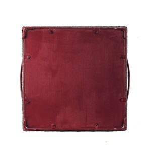 Rainbow Handcrafts Vintage Metal Square Decorative Serving Tray with Two Handles 11 x 11 inches (Burgundy)