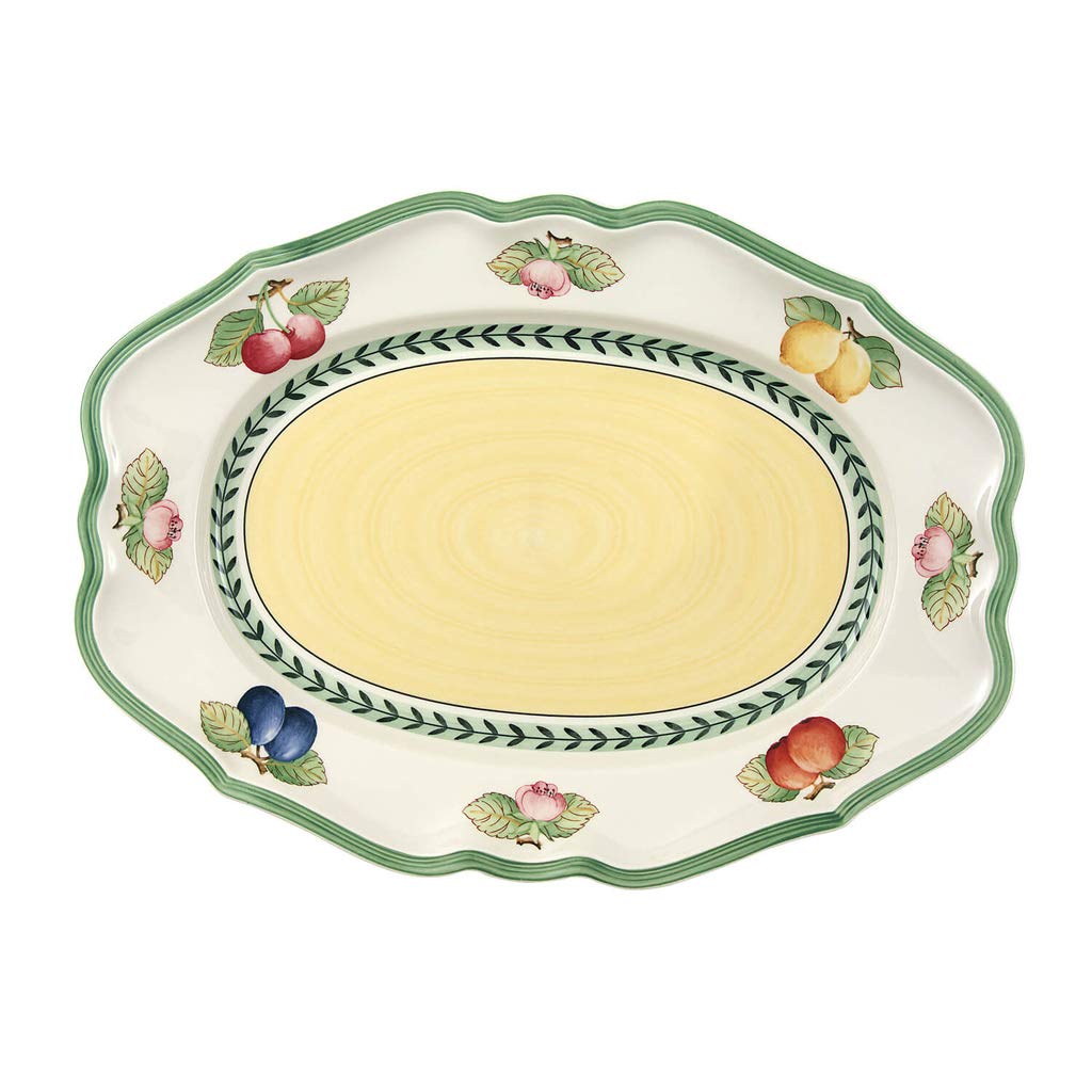 Villeroy & Boch Porcelain French Garden Fleurence Oval Platter, 14.5 in, White/Multicolored