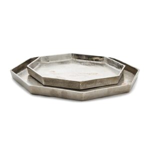 two's company set of 2 octagon silver tray hand forged (food safe/dry food only)