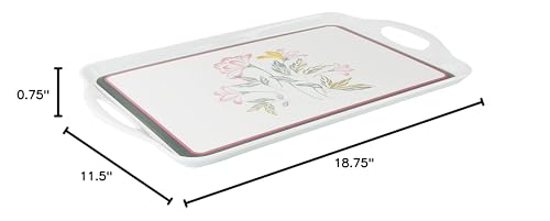 Reston Lloyd Melamine Serving/Ottoman, Rectangular Tray, Pink Trio