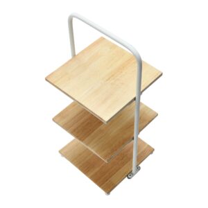 Creative Co-Op Modern Decorative 3 Shelves Solid Wood Kitchen Coffee or Tea Station and Plant Holder, White Tiered Tray