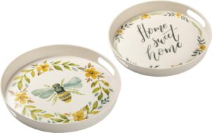 primitives by kathy 104022 melamine serving tray, set of 2, bee home