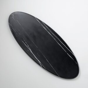 american metalcraft mb25 melamine oval serving board, marble, black, 25 1/2-inch length