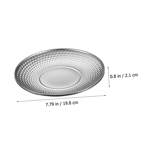 Zerodeko 3pcs Hammered Fruit Plate round salad plates metal dinner plate large dinner plate camping tableware plate fish serving platter Disc Japanese-style child Stainless steel food plate