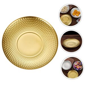 Cabilock 4pcs Hammered Fruit Plate metal noodles dish dessert dishes noodle plate food plates fruit holder dishes key tray dinner plate Disc Stainless steel child creative plate dried fruit