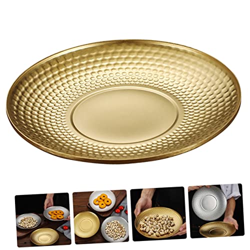 Cabilock 4pcs Hammered Fruit Plate metal noodles dish dessert dishes noodle plate food plates fruit holder dishes key tray dinner plate Disc Stainless steel child creative plate dried fruit