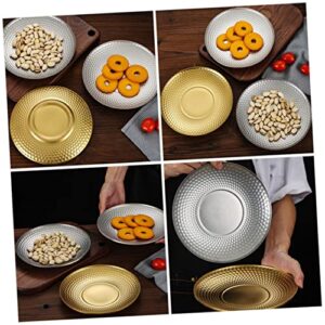 Cabilock 4pcs Hammered Fruit Plate metal noodles dish dessert dishes noodle plate food plates fruit holder dishes key tray dinner plate Disc Stainless steel child creative plate dried fruit