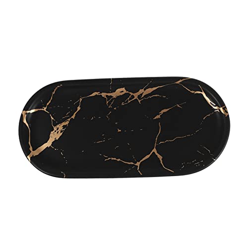 Cabilock 1pc Ceramic Dish Black Marble Tray Serving Platters Beverage Serving Tray Dessert Platter Ceramic Serving Plate Trays Serving Dishes Fruit Serving Dish Snack Storage Box Household