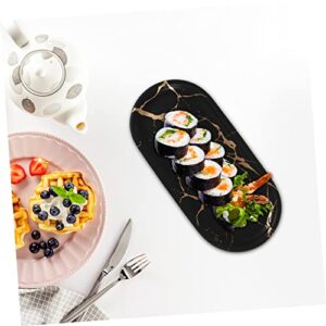 Cabilock 1pc Ceramic Dish Black Marble Tray Serving Platters Beverage Serving Tray Dessert Platter Ceramic Serving Plate Trays Serving Dishes Fruit Serving Dish Snack Storage Box Household