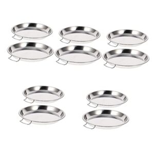 bestonzon 10 pcs stainless steel disc round serving platter tool trays serving tray round fish steaming plate fish dish steak tray stainless steel reel silver flat stainless steel dishes