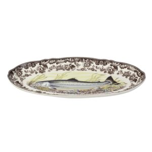 Spode Woodland Fish Platter with King Salmon Motif | 18.5" Fish Serving Platter | Large Oval Tray Made from Fine Porcelain | Microwave and Dishwasher Safe