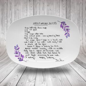 handwritten recipe personalized platter custom handwriting recipe plate recipe card gift for mom or grandma grandparent day gift idea serving tray serving plate for fish dish
